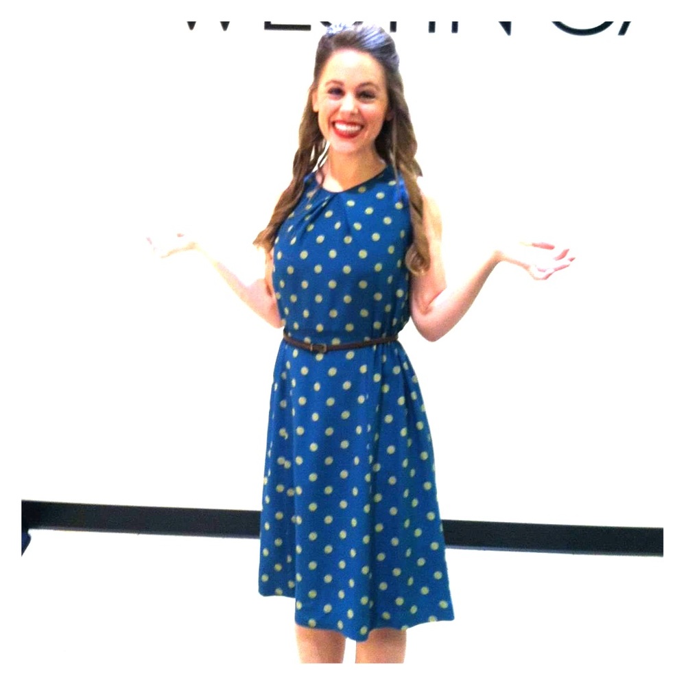 Teal polka dot Girls From Savoy dress